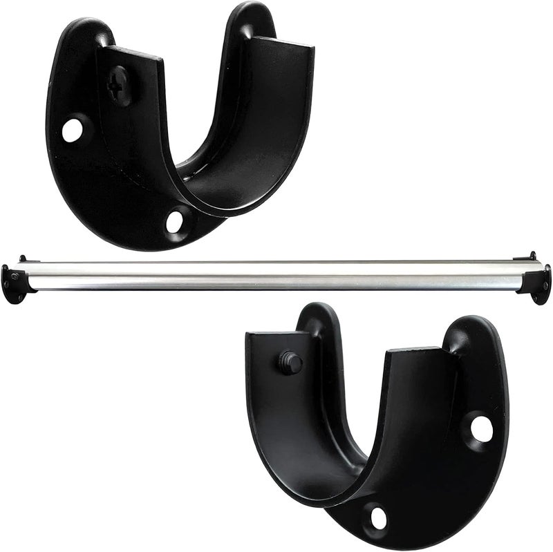 OperSeven 1-1/4 Inch 4 Packs Black Heavy Duty Stainless Steel Closet Rod End Supports Closet Pole Sockets Flange Rod Holder with Screws， Closet Shelf and Rod Brackets (Open Flange) - Image 4
